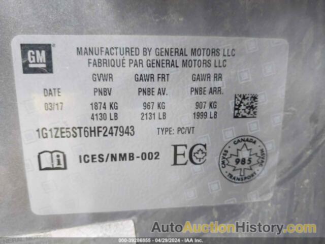 CHEVROLET MALIBU LT, 1G1ZE5ST6HF247943