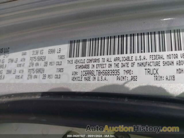 RAM 1500 SLT, 1C6RR6LT8HS683935