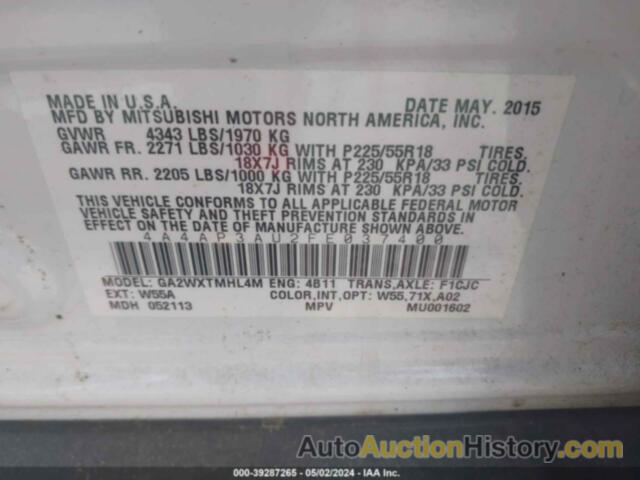 MITSUBISHI OUTLANDER SPORT ES, 4A4AP3AU2FE037400