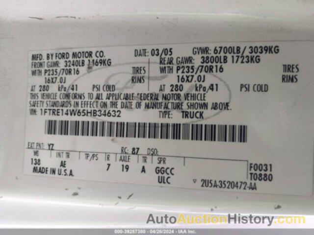 FORD E-150 COMMERCIAL/RECREATIONAL, 1FTRE14W65HB34632