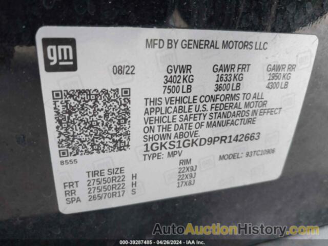 GMC YUKON XL C1500 SLT, 1GKS1GKD9PR142663