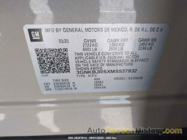 CHEVROLET BLAZER 3LT, 3GNKBJRSXMS537932