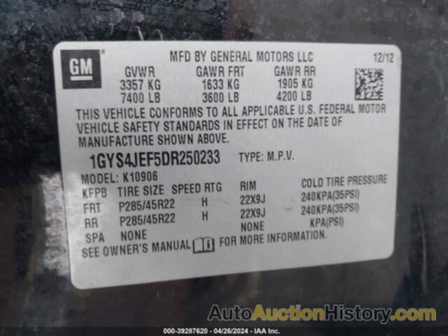 CADILLAC ESCALADE ESV ESV PREMIUM, 1GYS4JEF5DR250233