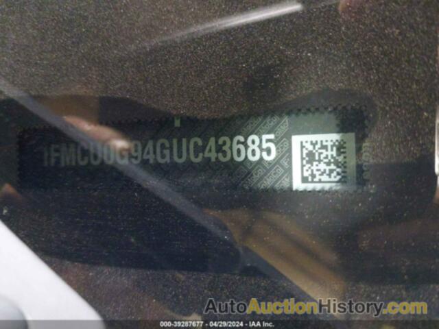 FORD ESCAPE SE, 1FMCU0G94GUC43685