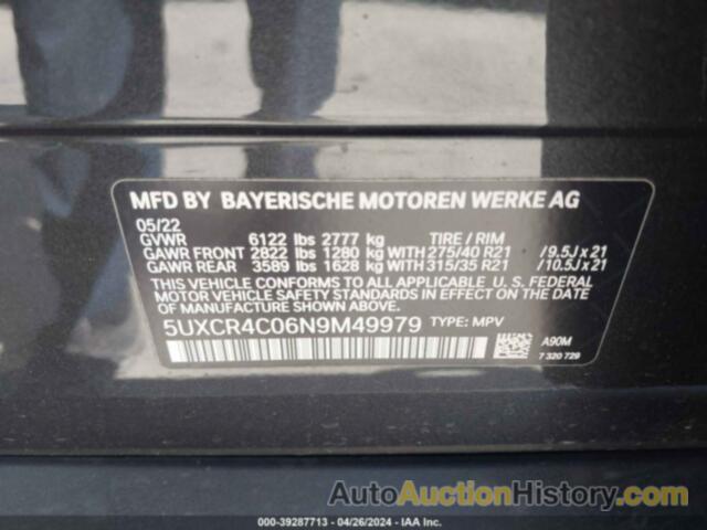 BMW X5 SDRIVE40I, 5UXCR4C06N9M49979