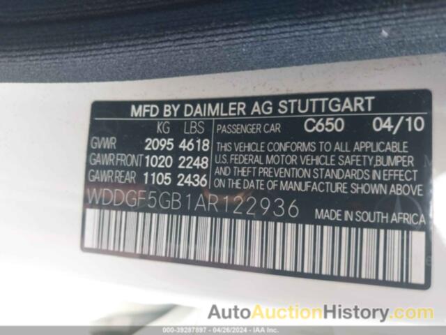 MERCEDES-BENZ C 350, WDDGF5GB1AR122936