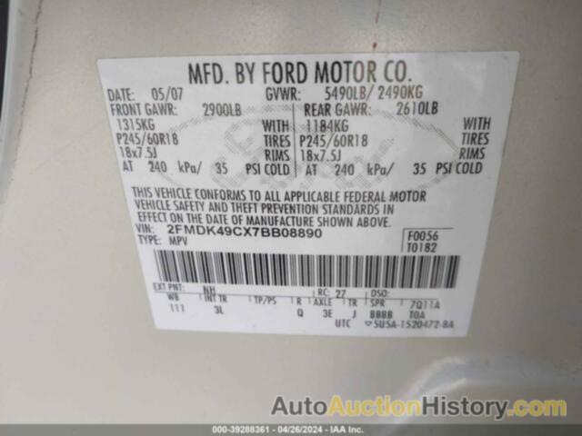 FORD EDGE SEL PLUS, 2FMDK49CX7BB08890