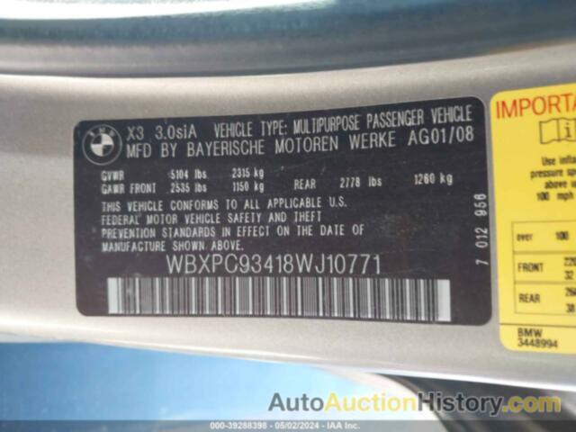 BMW X3 3.0SI, WBXPC93418WJ10771