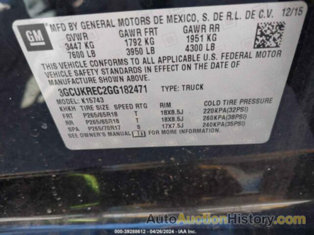 CHEVROLET SILVERADO 1500 1LT, 3GCUKREC2GG182471