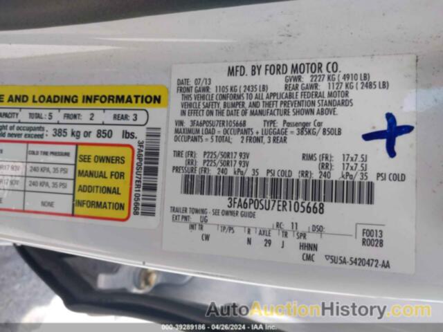 FORD FUSION ENERGI TITANIUM, 3FA6P0SU7ER105668