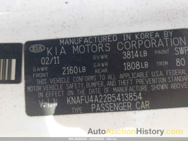 KIA FORTE EX, KNAFU4A22B5413854