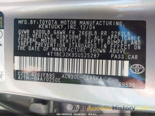 TOYOTA CAMRY LE, 4T1BE32K95U525287