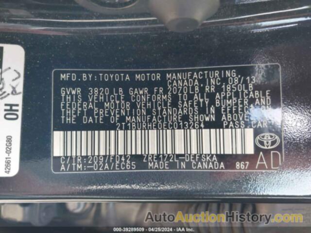 TOYOTA COROLLA S PLUS, 2T1BURHE0EC013264