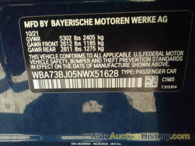 BMW 540 I XDRIVE, WBA73BJ05NWX51628