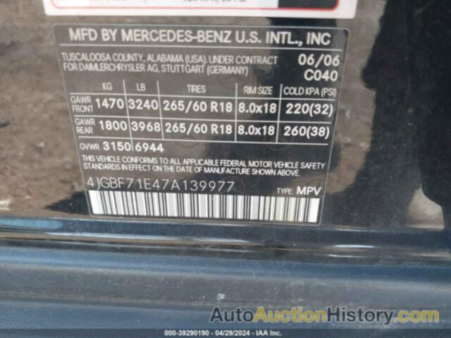 MERCEDES-BENZ GL 450 4MATIC, 4JGBF71E47A139977