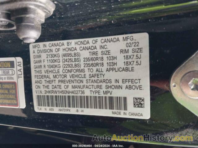 HONDA CR-V 2WD EX, 2HKRW1H50NH402736