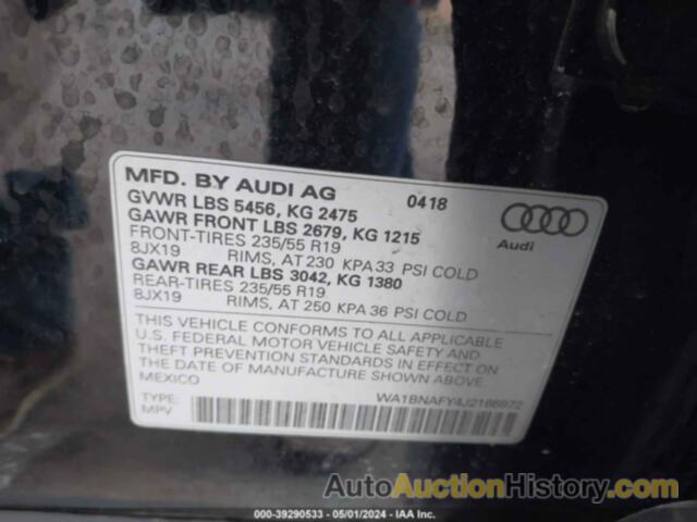 AUDI Q5 2.0T PREMIUM/2.0T TECH PREMIUM, WA1BNAFY4J2166972