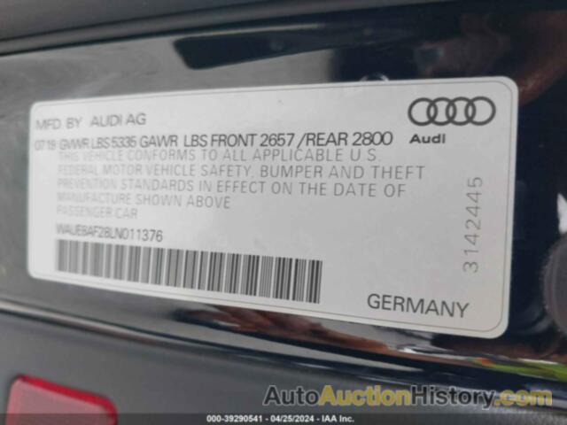 AUDI A6 PREMIUM PLUS 45 TFSI QUATTRO S TRONIC, WAUE8AF28LN011376