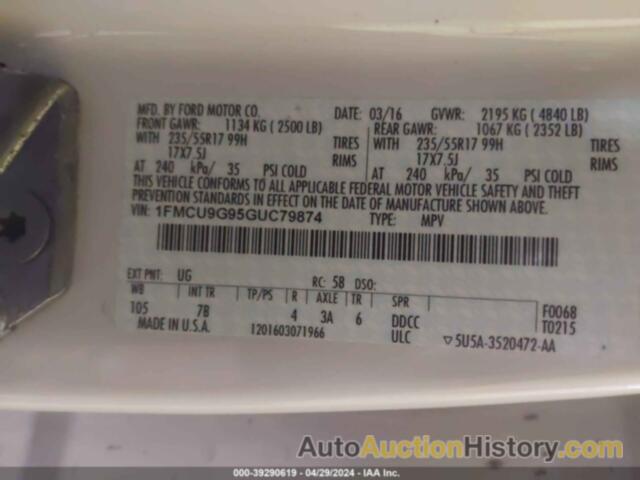 FORD ESCAPE SE, 1FMCU9G95GUC79874