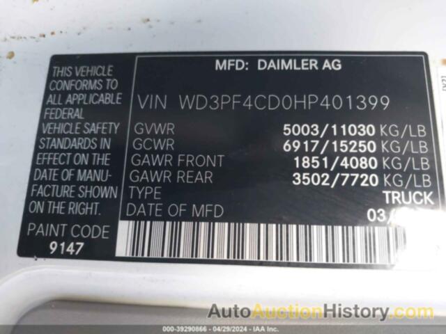 MERCEDES-BENZ SPRINTER 3500 HIGH ROOF V6, WD3PF4CD0HP401399