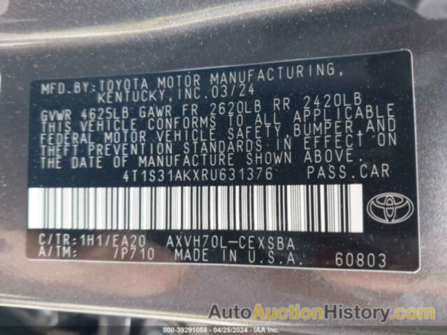 TOYOTA CAMRY HYBRID SE, 4T1S31AKXRU631376