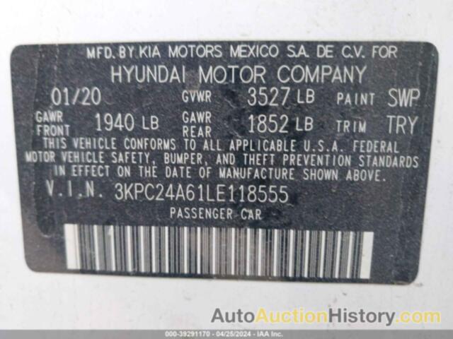 HYUNDAI ACCENT SE, 3KPC24A61LE118555