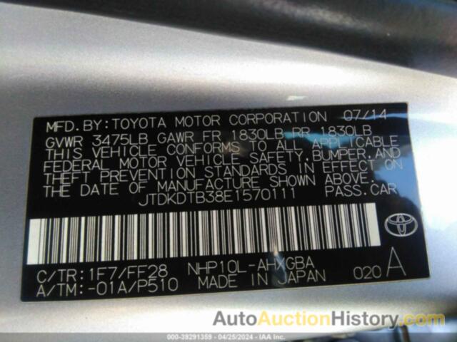 TOYOTA PRIUS C THREE, JTDKDTB38E1570111