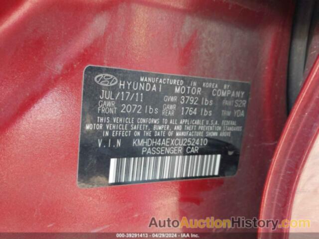 HYUNDAI ELANTRA GLS/LIMITED, KMHDH4AEXCU252410