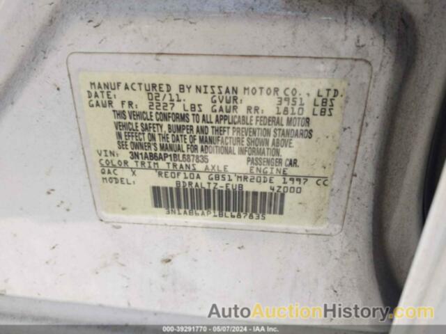 NISSAN SENTRA 2.0SR, 3N1AB6AP1BL687835