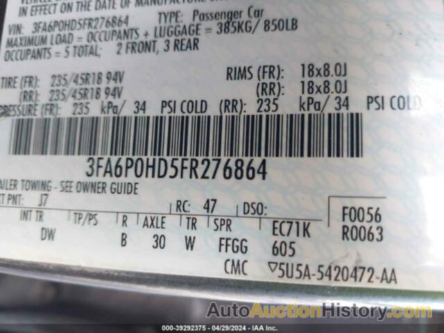 FORD FUSION SE, 3FA6P0HD5FR276864