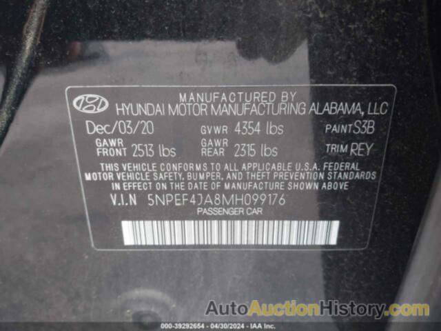 HYUNDAI SONATA SEL, 5NPEF4JA8MH099176