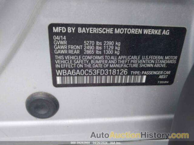 BMW 640I GRAN COUPE I GRAN COUPE, WBA6A0C53FD318126