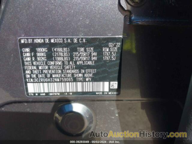 HONDA HR-V AWD LX, 3CZRU6H32NM759065