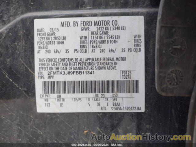 FORD EDGE SEL, 2FMTK3J89FBB11341