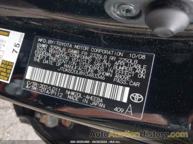 TOYOTA PRIUS, JTDKB20U893483346