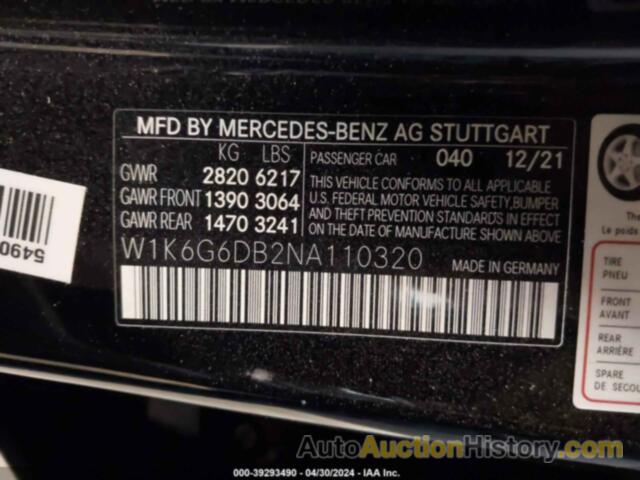 MERCEDES-BENZ S 500 4MATIC, W1K6G6DB2NA110320