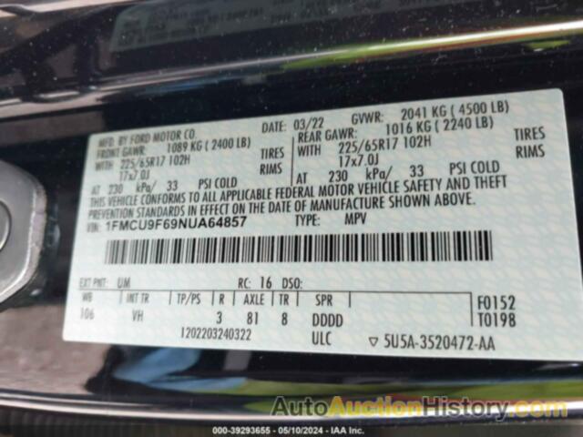 FORD ESCAPE S, 1FMCU9F69NUA64857