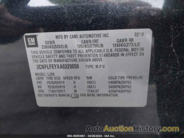 CHEVROLET EQUINOX LTZ, 2CNFLFEYXA6320658