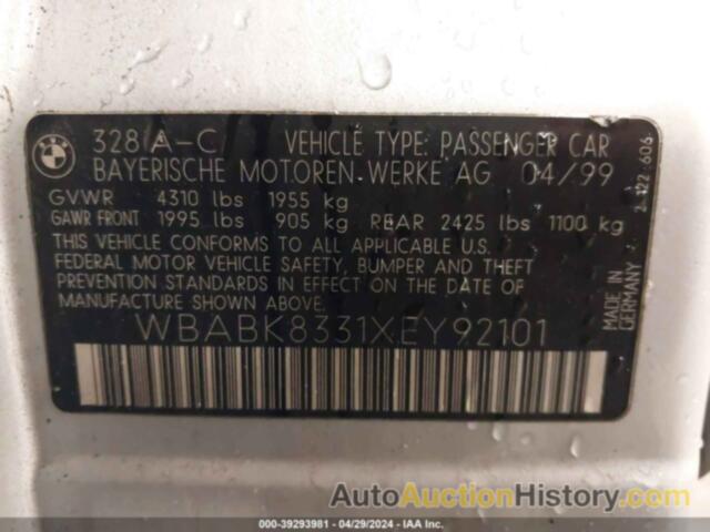 BMW 328IC, WBABK8331XEY92101