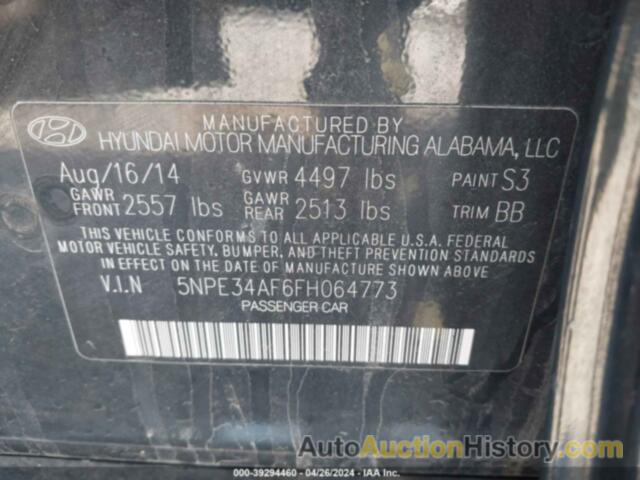 HYUNDAI SONATA SPORT, 5NPE34AF6FH064773