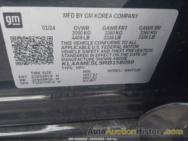 BUICK ENCORE GX SPORT TOURING AWD, KL4AMESL9RB158099