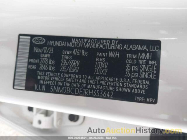 HYUNDAI TUCSON SEL, 5NMJBCDE1RH353642