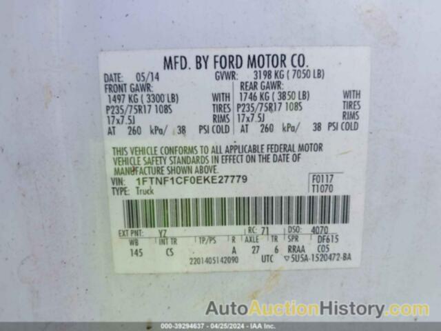 FORD F-150 XL, 1FTNF1CF0EKE27779