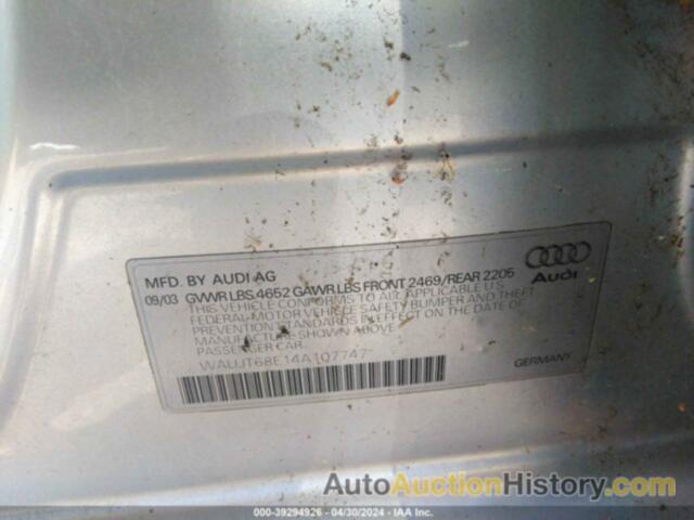 AUDI A4 3.0, WAUJT68E14A107747