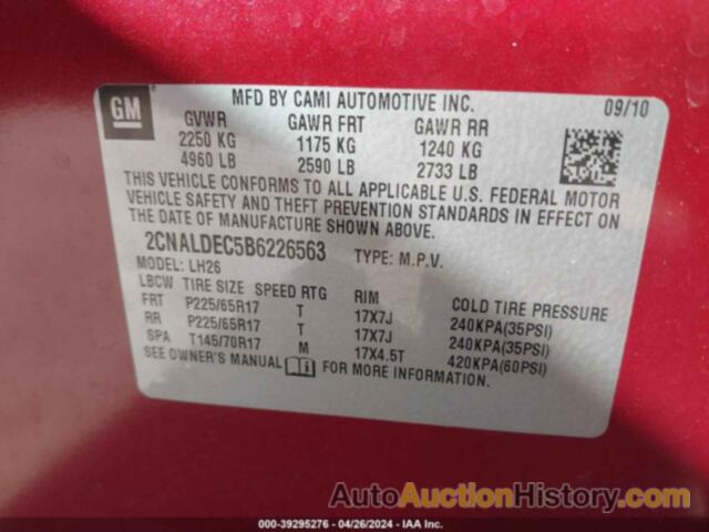 CHEVROLET EQUINOX 1LT, 2CNALDEC5B6226563