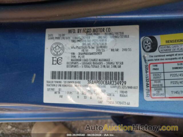 FORD FUSION SPORT, 3FAHP0DC8AR234929