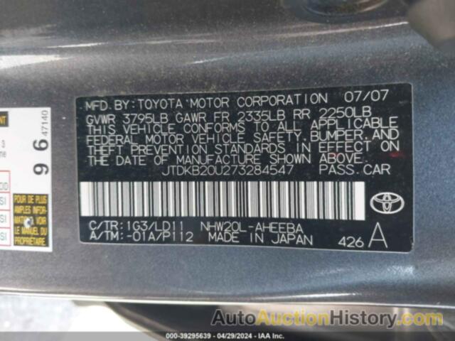 TOYOTA PRIUS TOURING, JTDKB20U273284547