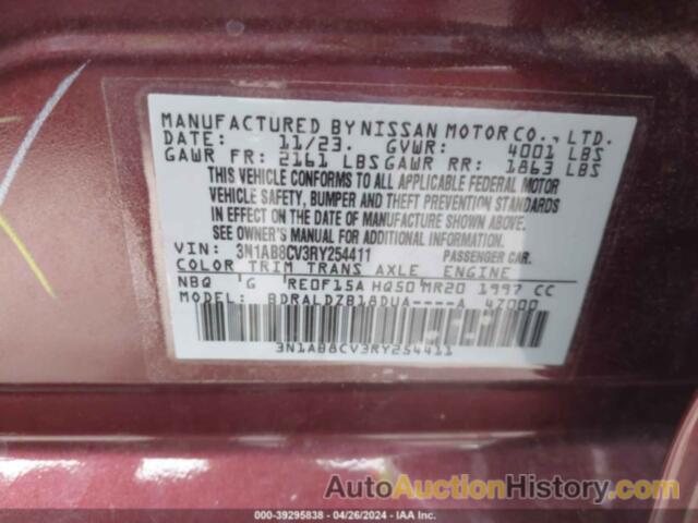 NISSAN SENTRA SV XTRONIC CVT, 3N1AB8CV3RY254411