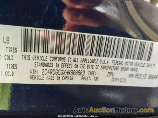 DODGE GRAND CARAVAN SXT, 2C4RDGCGXHR800903