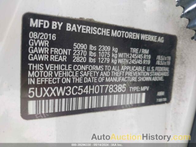 BMW X4 XDRIVE28I, 5UXXW3C54H0T78385